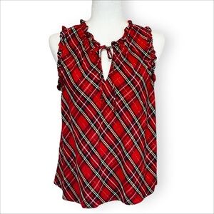 Vineyard Vines Red Plaid Sleeveless Top